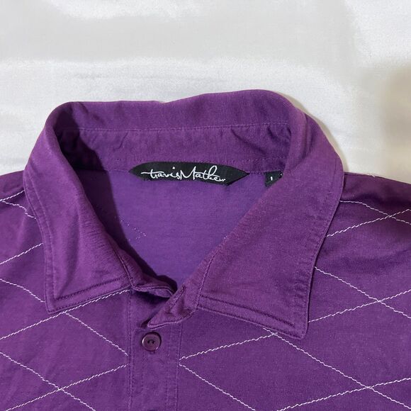 Travis Mathew Torrey Pines Golf Polo Shirt Men’s L Purple White Embroidered Peru - Picture 8 of 11